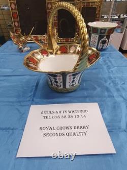 Royal Crown Derby 2nd Quality Old Imari SGB Fruit Basket with Gold Handle