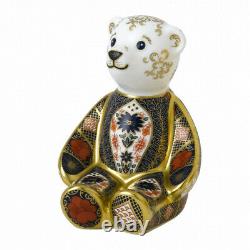 Royal Crown Derby 2nd Quality Old Imari Solid Gold Band Bear Paperweight