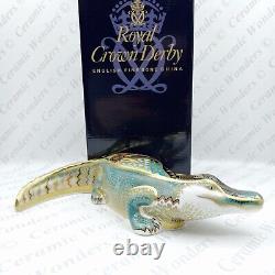 Royal Crown Derby'Alligator' Crocodile Paperweight (Boxed) Gold Stopper