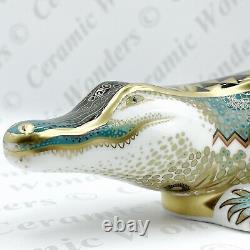 Royal Crown Derby'Alligator' Crocodile Paperweight (Boxed) Gold Stopper