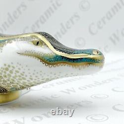 Royal Crown Derby'Alligator' Crocodile Paperweight (Boxed) Gold Stopper