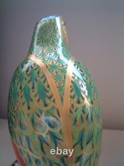 Royal Crown Derby Amazon Green Parrot Paperweight Gold Stopper