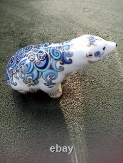 Royal Crown Derby Aurora Polar Bear With Gold Stopper And Original Box