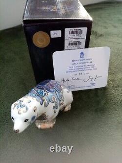 Royal Crown Derby Aurora Polar Bear With Gold Stopper And Original Box