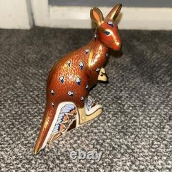 Royal Crown Derby Australian Collection Kangaroo with Joey Gold Stopper, Box, cert