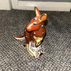 Royal Crown Derby Australian Collection Kangaroo with Joey Gold Stopper, Box, cert