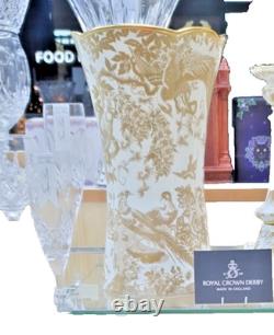 Royal Crown Derby Aves Gold 1st Quality COLUMN VASE 28.5cm