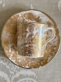 Royal Crown Derby Aves Gold Demitasse Coffee Cup & Saucer. Unused! RRP £240