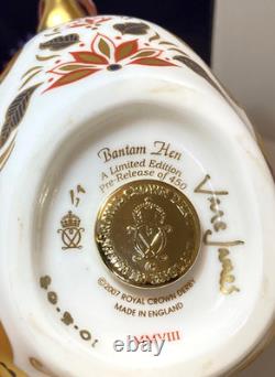 Royal Crown Derby BANTAM HEN Paperweight Limited Ed. Gold Stopper Boxed