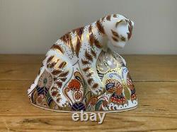 Royal Crown Derby Bengal Tiger Cub Porcelain Paperweight, with Gold Stopper