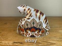 Royal Crown Derby Bengal Tiger Cub Porcelain Paperweight, with Gold Stopper