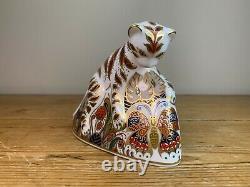 Royal Crown Derby Bengal Tiger Cub Porcelain Paperweight, with Gold Stopper