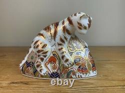 Royal Crown Derby Bengal Tiger Cub Porcelain Paperweight, with Gold Stopper