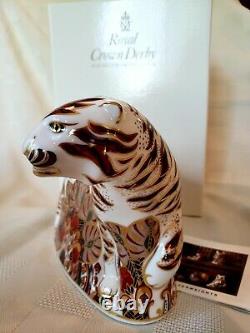 Royal Crown Derby Bengal Tiger, Gold 1st Quality Stopper