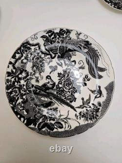 Royal Crown Derby Black Aves Tea Cup Saucer Plates Platinum Trim 1st Quality
