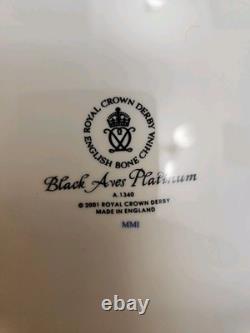 Royal Crown Derby Black Aves Tea Cup Saucer Plates Platinum Trim 1st Quality
