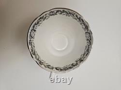 Royal Crown Derby Black Aves Tea Cup Saucer Plates Platinum Trim 1st Quality