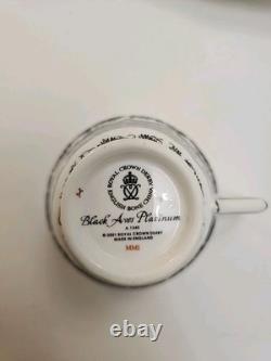 Royal Crown Derby Black Aves Tea Cup Saucer Plates Platinum Trim 1st Quality