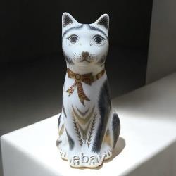 Royal Crown Derby Black & White Mother Cat Gold Stopper New Boxed Genuine