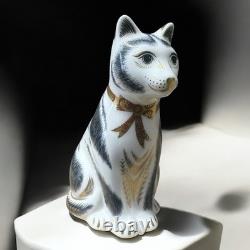 Royal Crown Derby Black & White Mother Cat Gold Stopper New Boxed Genuine