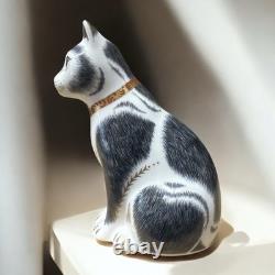 Royal Crown Derby Black & White Mother Cat Gold Stopper New Boxed Genuine
