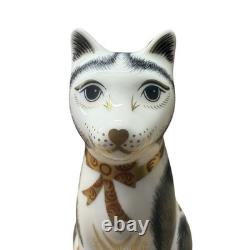 Royal Crown Derby Black & White Mother Cat Gold Stopper New Boxed Genuine