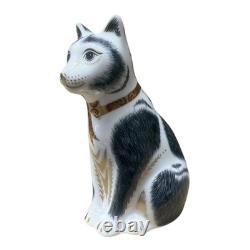 Royal Crown Derby Black & White Mother Cat Gold Stopper New Boxed Genuine