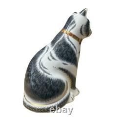 Royal Crown Derby Black & White Mother Cat Gold Stopper New Boxed Genuine