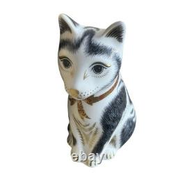 Royal Crown Derby Black & White Mother Cat Gold Stopper New Boxed Genuine