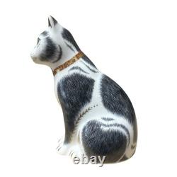 Royal Crown Derby Black & White Mother Cat Gold Stopper New Boxed Genuine