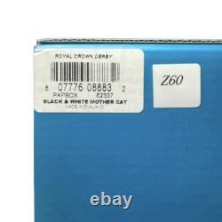 Royal Crown Derby Black & White Mother Cat Gold Stopper New Boxed Genuine