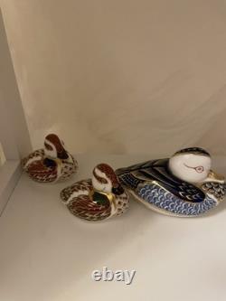 Royal Crown Derby Blue Duck s Paperweight x 5. Stopper. 1991 also baby s