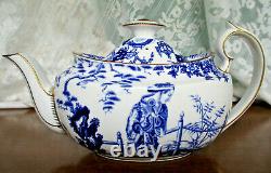 Royal Crown Derby Blue Mikado Teapot Set Cake Plate Cream Sugar Trios Free Ship