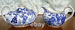 Royal Crown Derby Blue Mikado Teapot Set Cake Plate Cream Sugar Trios Free Ship