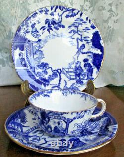 Royal Crown Derby Blue Mikado Teapot Set Cake Plate Cream Sugar Trios Free Ship