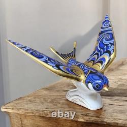 Royal Crown Derby Blue Swallow Paperweight Gold Stopper New Boxed Genuine