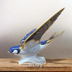 Royal Crown Derby Blue Swallow Paperweight Gold Stopper New Boxed Genuine