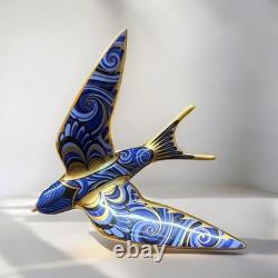 Royal Crown Derby Blue Swallow Paperweight Gold Stopper New Boxed Genuine Royal Crown Derby Blue Swallow Paperweight Gold Stopper New Boxed Genuine