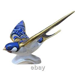Royal Crown Derby Blue Swallow Paperweight Gold Stopper New Boxed Genuine
