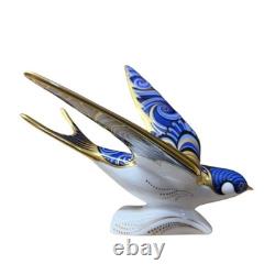 Royal Crown Derby Blue Swallow Paperweight Gold Stopper New Boxed Genuine