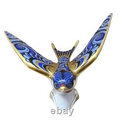 Royal Crown Derby Blue Swallow Paperweight Gold Stopper New Boxed Genuine