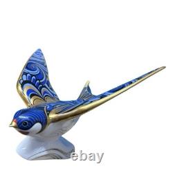 Royal Crown Derby Blue Swallow Paperweight Gold Stopper New Boxed Genuine