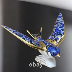 Royal Crown Derby Blue Swallow Paperweight Gold Stopper New Boxed Genuine