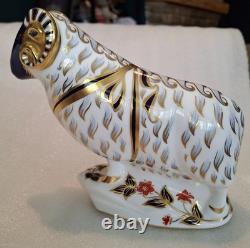 Royal Crown Derby Bone China Paperweight Ram with Gold Stopper
