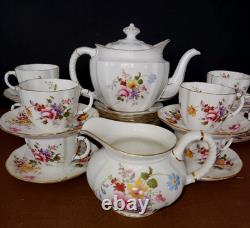 Royal Crown Derby Bone China Posies Tea Set Teapot Service Cups Saucers 8 Trios