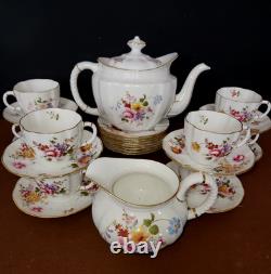 Royal Crown Derby Bone China Posies Tea Set Teapot Service Cups Saucers 8 Trios