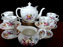 Royal Crown Derby Bone China Posies Tea Set Teapot Service Cups Saucers 8 Trios