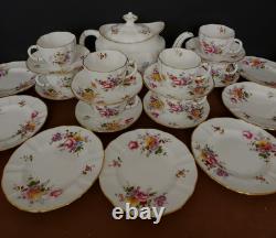 Royal Crown Derby Bone China Posies Tea Set Teapot Service Cups Saucers 8 Trios