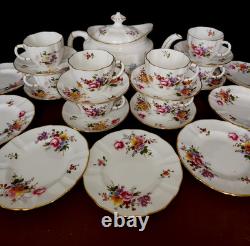 Royal Crown Derby Bone China Posies Tea Set Teapot Service Cups Saucers 8 Trios