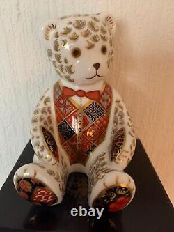 Royal Crown Derby Bow Tie Teddy Bear. Gold Stopper